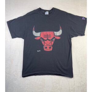 Vintage 90s Chicago Bulls Black Graphic T-shirt Men's Large Streetwear